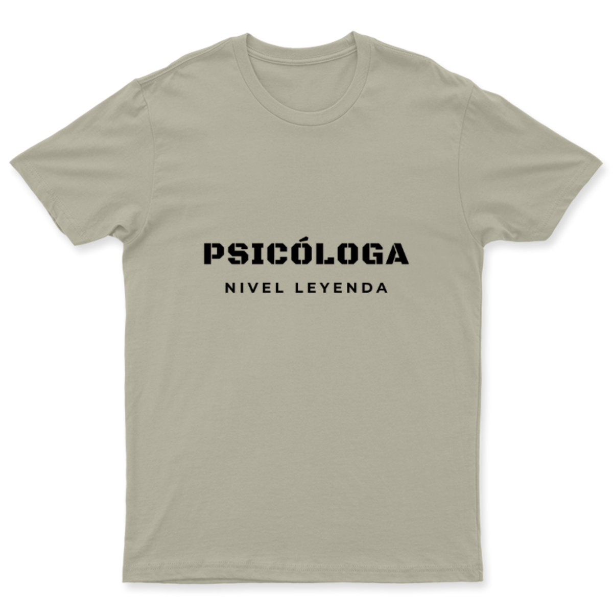 Playera Psicóloga Nivel Leyenda en color Beige, estampado DTG al frente