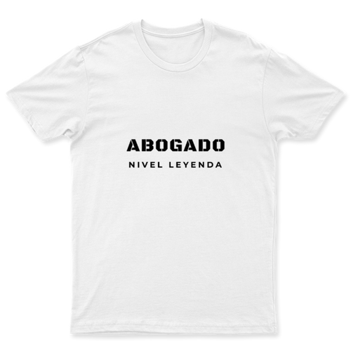 Playera Abogado Nivel Leyenda en color Blanco, estampado DTG al frente