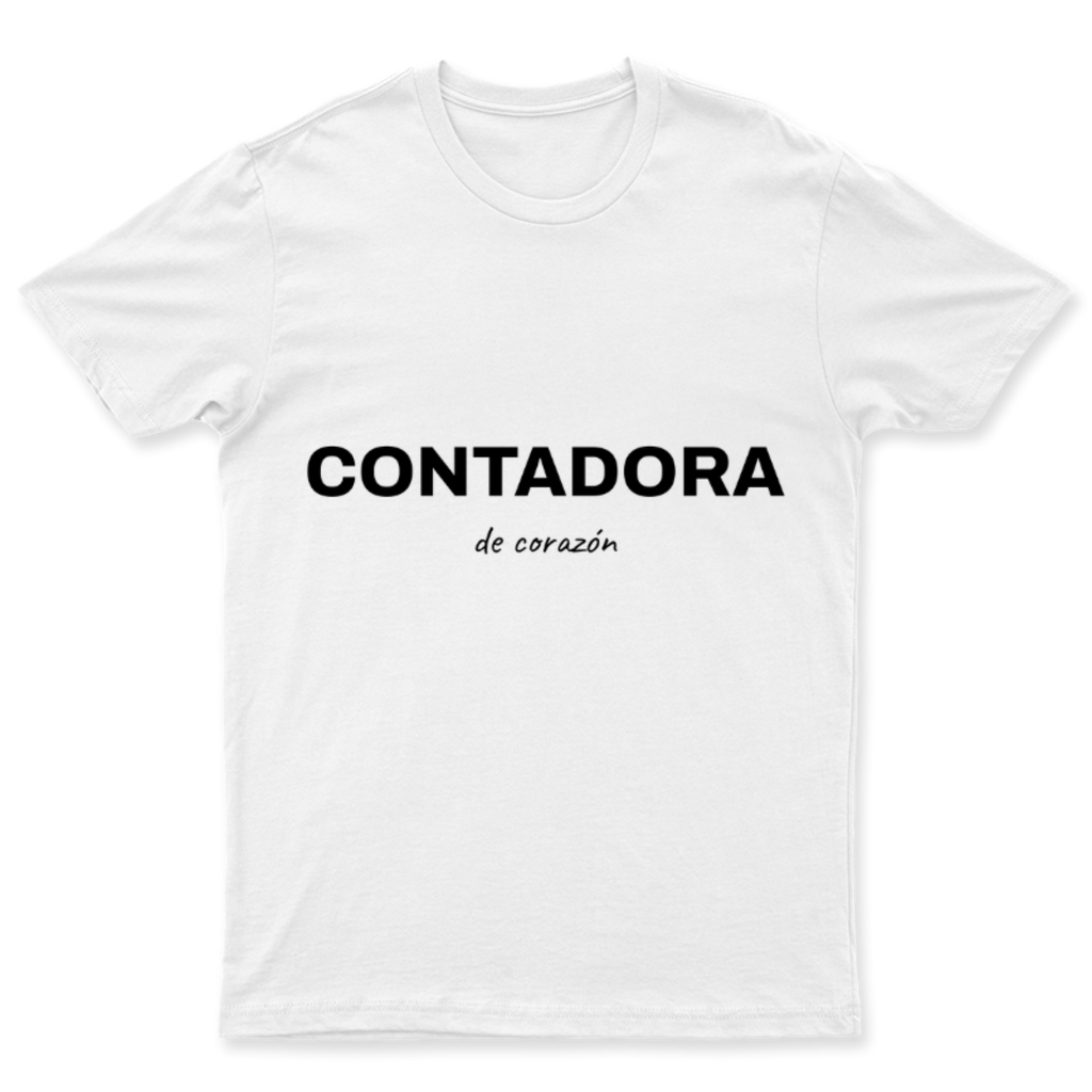 Playera Contadora de corazón en color Blanco, estampado DTG al frente