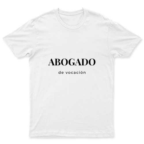 Playera Abogado de vocación en color Blanco, estampado DTG al frente