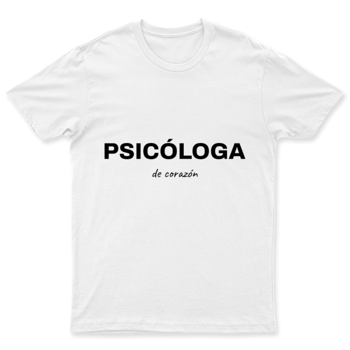 Playera Psicóloga de corazón en color Blanco, estampado DTG al frente