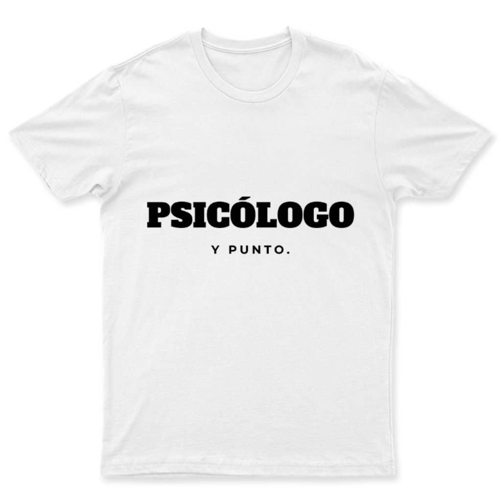 Playera Psicólogo, y punto. en color Blanco, estampado DTG al frente