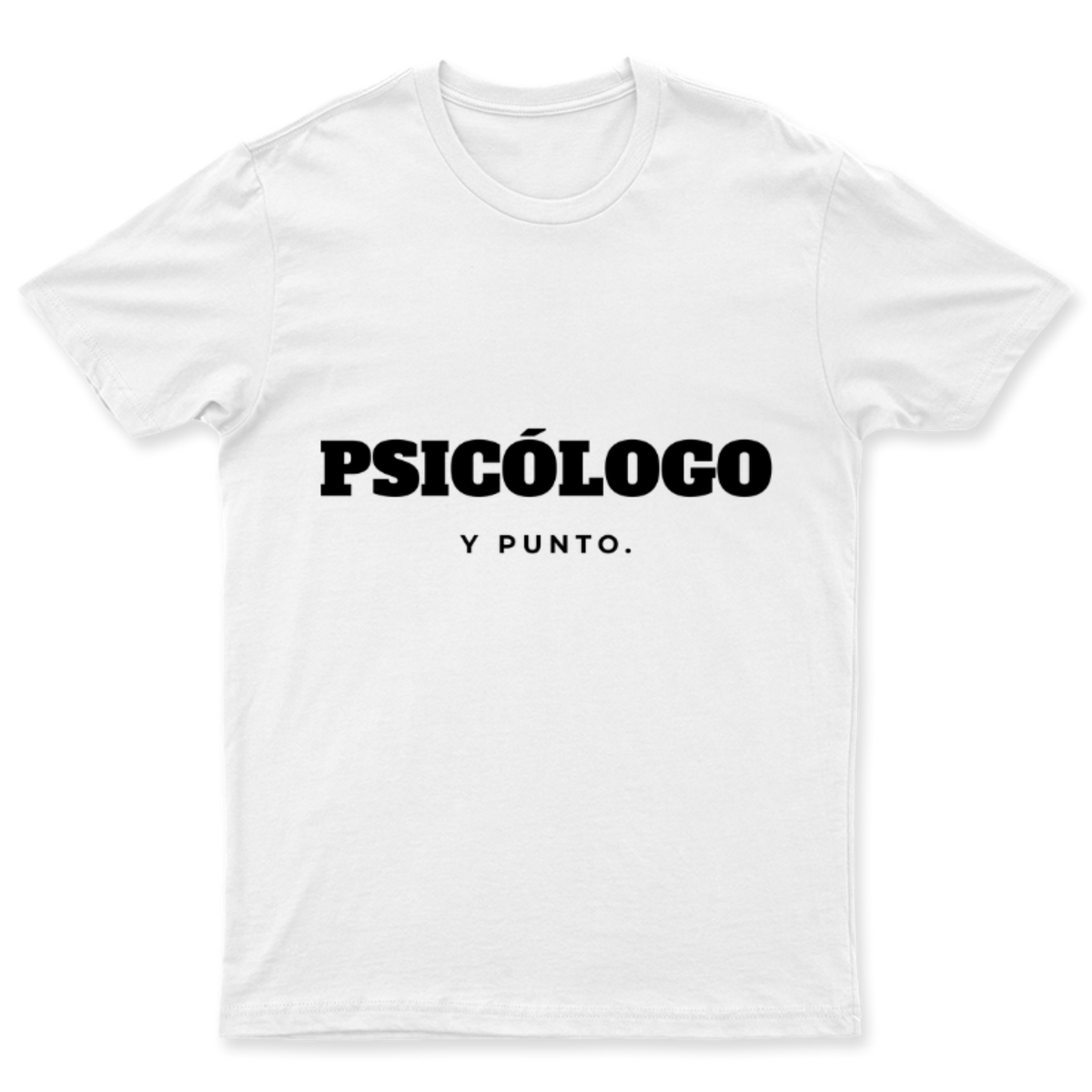 Playera Psicólogo, y punto. en color Blanco, estampado DTG al frente