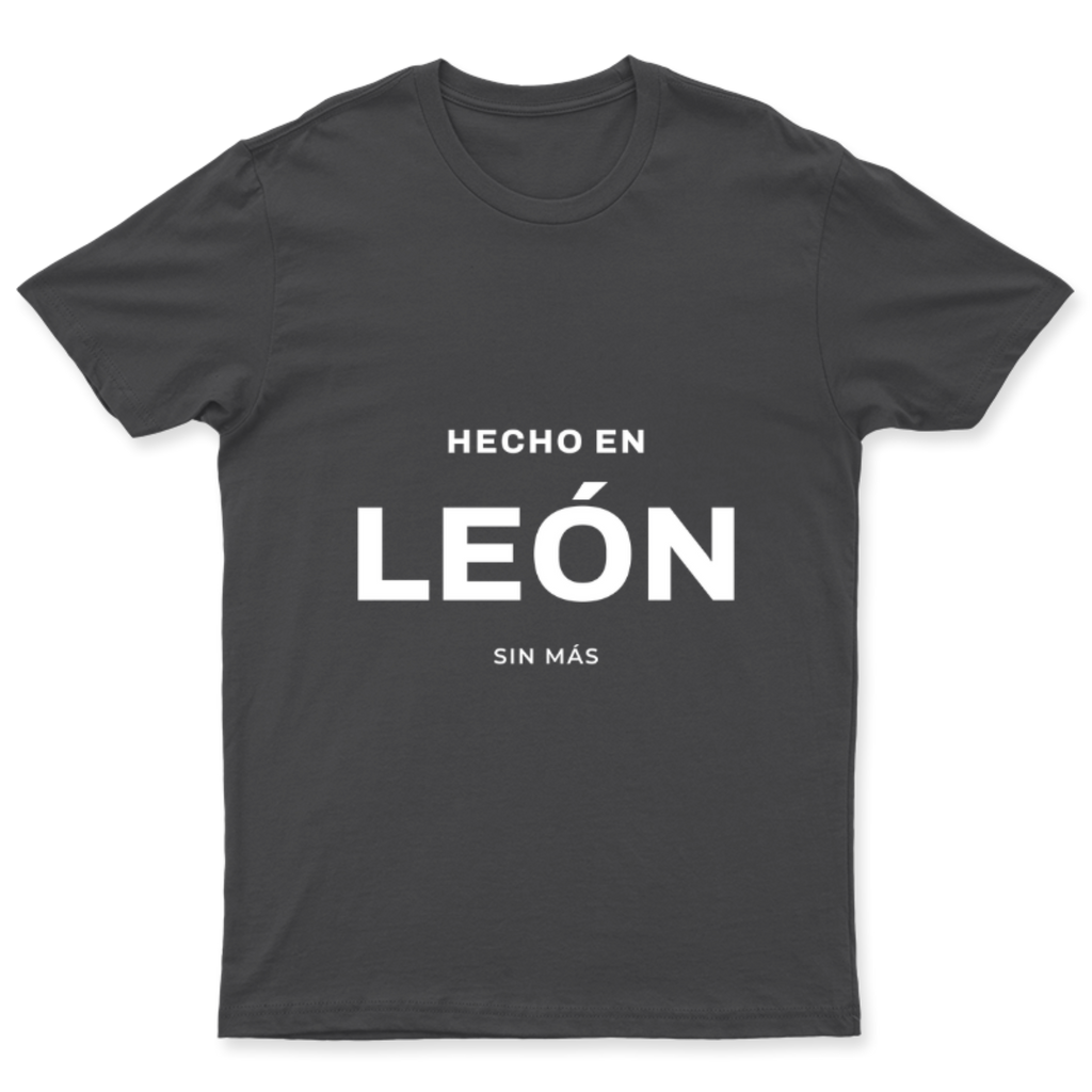 Playera Hecho en León en color Carbón, estampado DTG al frente