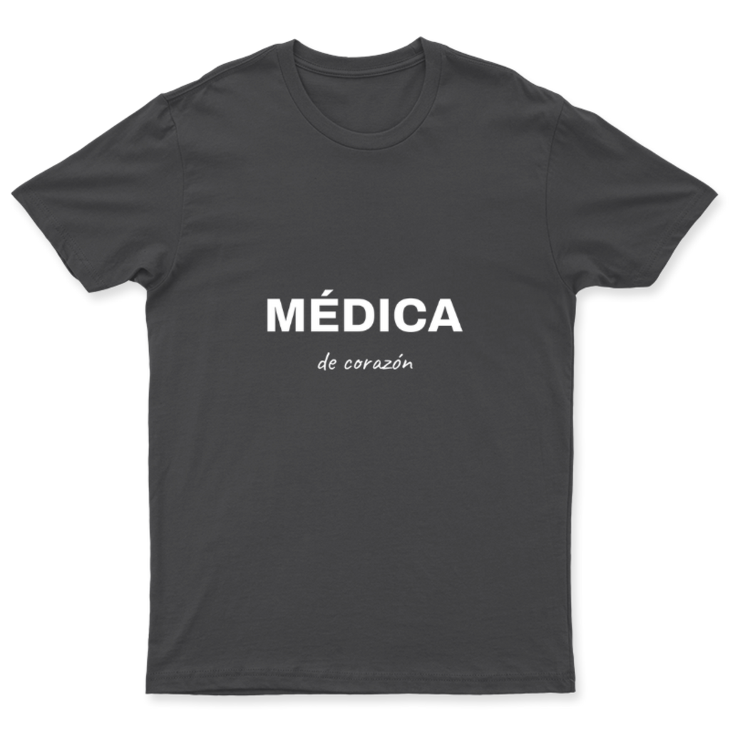 Playera Médica de corazón en color Carbón, estampado DTG al frente