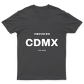 Playera Hecho en CDMX en color Carbón, estampado DTG al frente