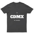 Playera De CDMX al mundo en color Carbón, estampado DTG al frente