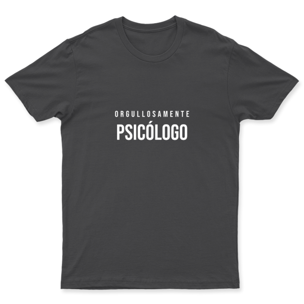 Playera Orgullosamente Psicólogo en color Carbón, estampado DTG al frente