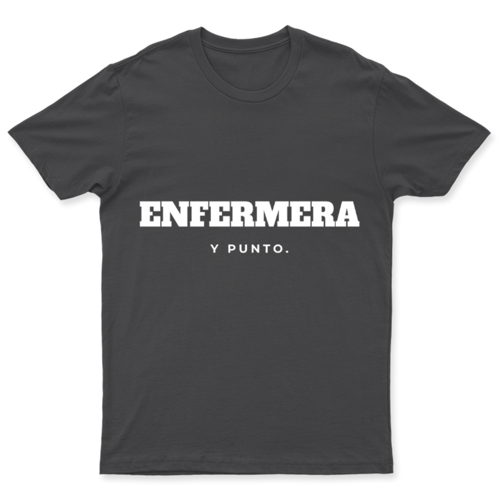Playera Enfermera, y punto. en color Carbón, estampado DTG al frente