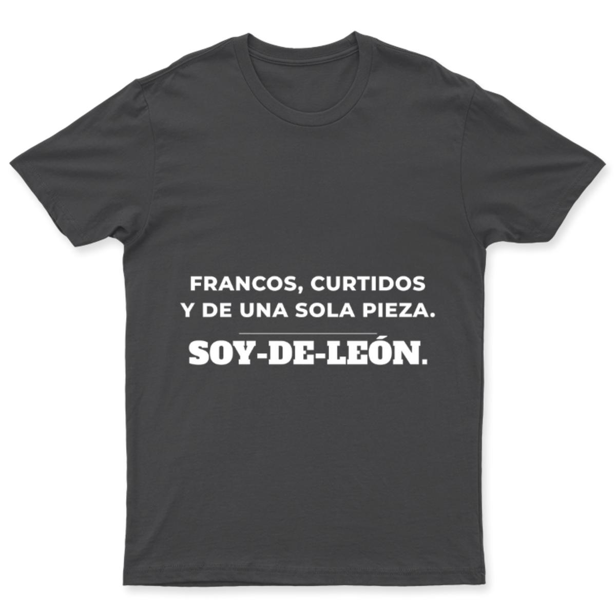 Playera Francos y curtidos de León en color Carbón, estampado DTG al frente
