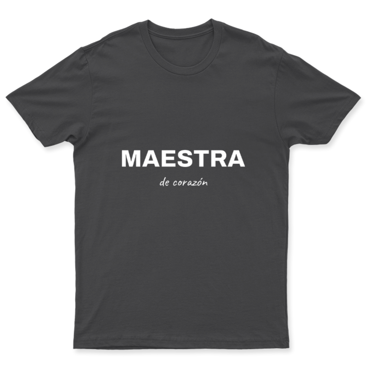 Playera Maestra de corazón en color Carbón, estampado DTG al frente