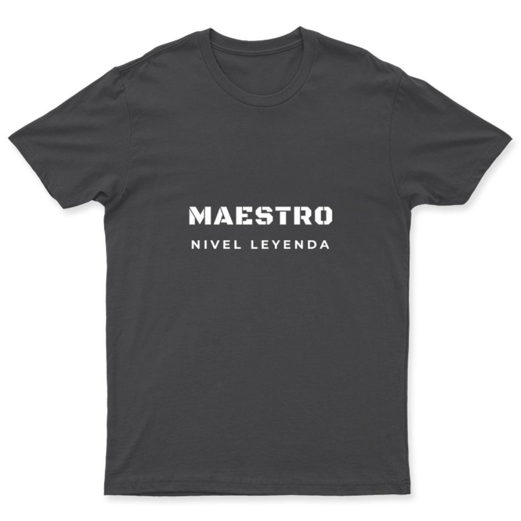 Playera Maestro Nivel Leyenda en color Carbón, estampado DTG al frente