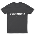 Playera Contadora con superpoderes en color Carbón, estampado DTG al frente