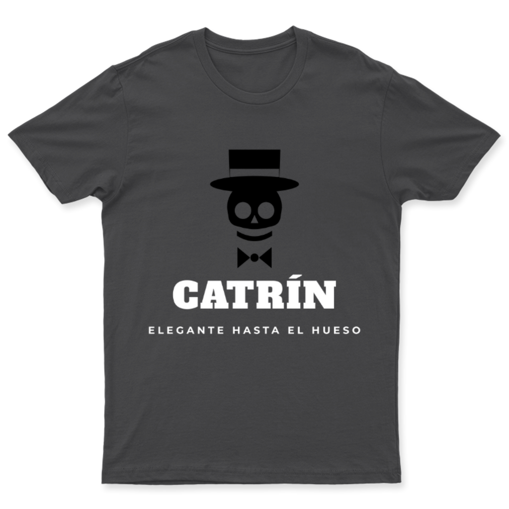 Playera Catrín en color Carbón, estampado DTG al frente