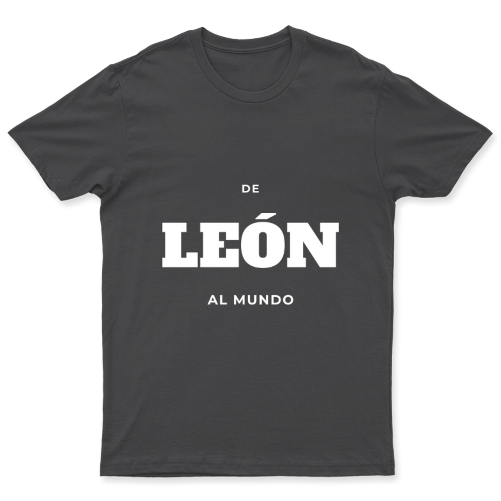 Playera De León al mundo en color Carbón, estampado DTG al frente