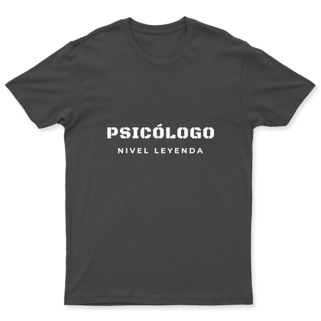 Playera Psicólogo Nivel Leyenda en color Carbón, estampado DTG al frente