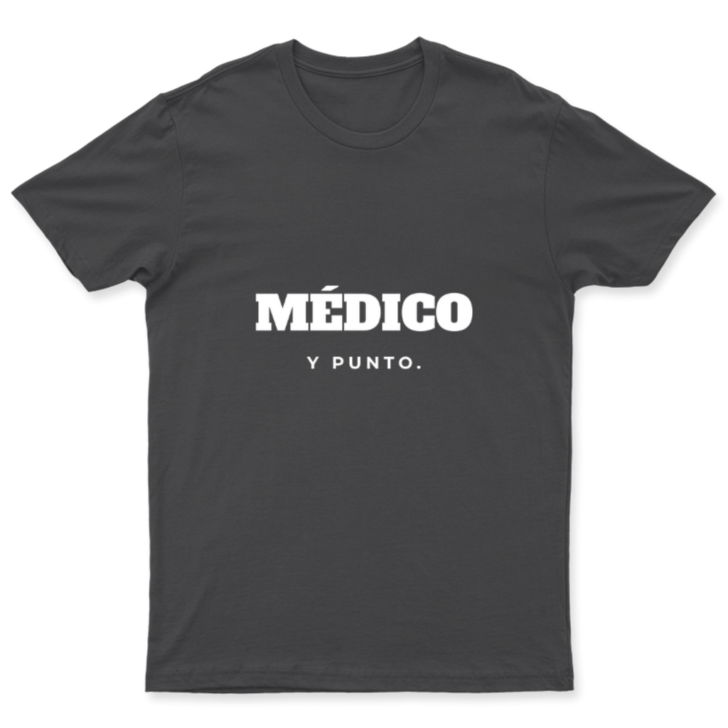 Playera Médico, y punto. en color Carbón, estampado DTG al frente