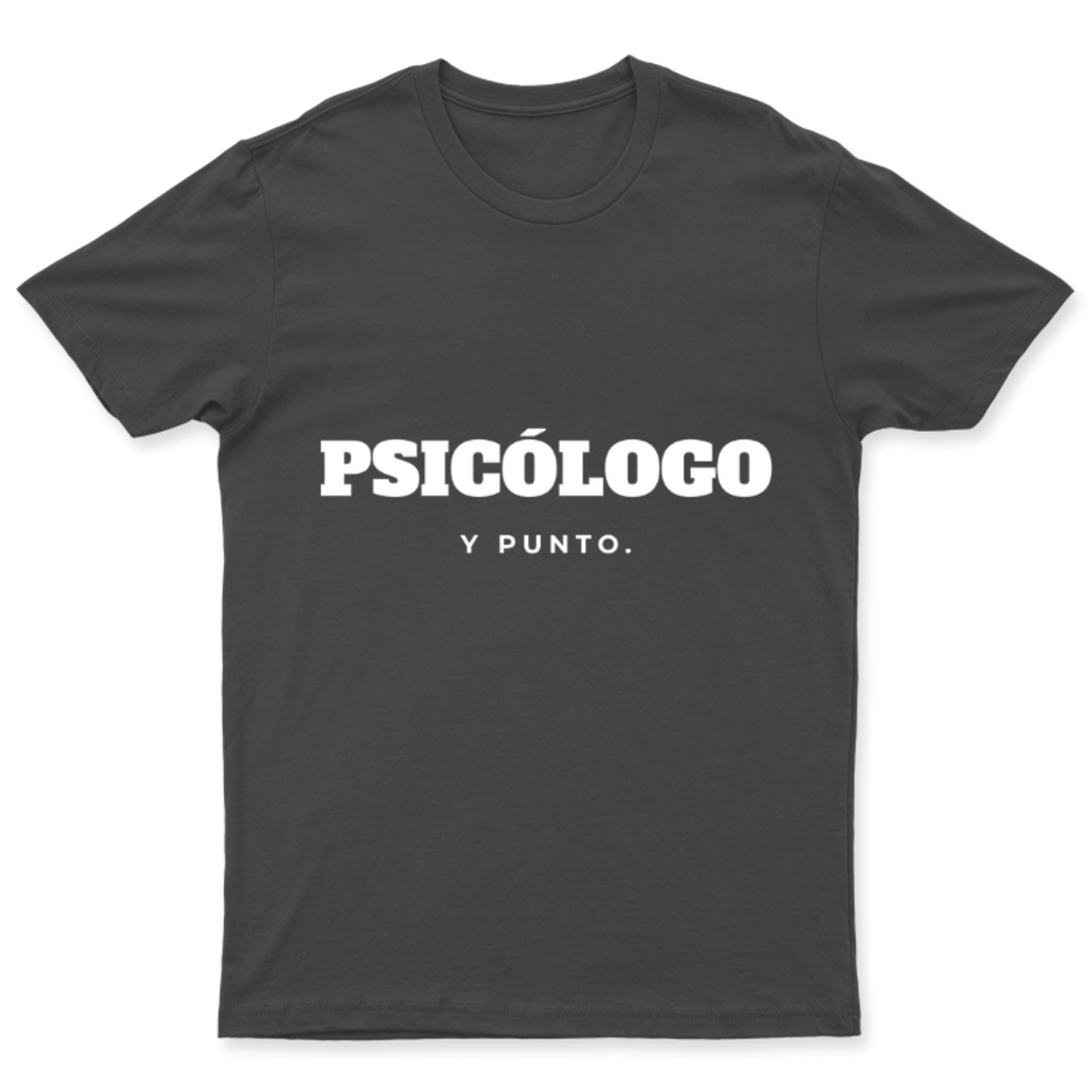 Playera Psicólogo, y punto. en color Carbón, estampado DTG al frente