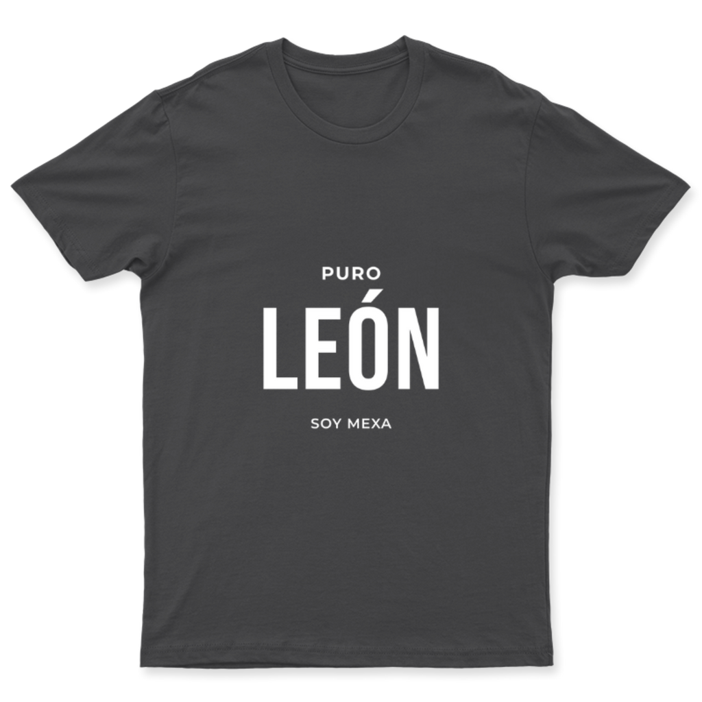 Playera Puro León en color Carbón, estampado DTG al frente