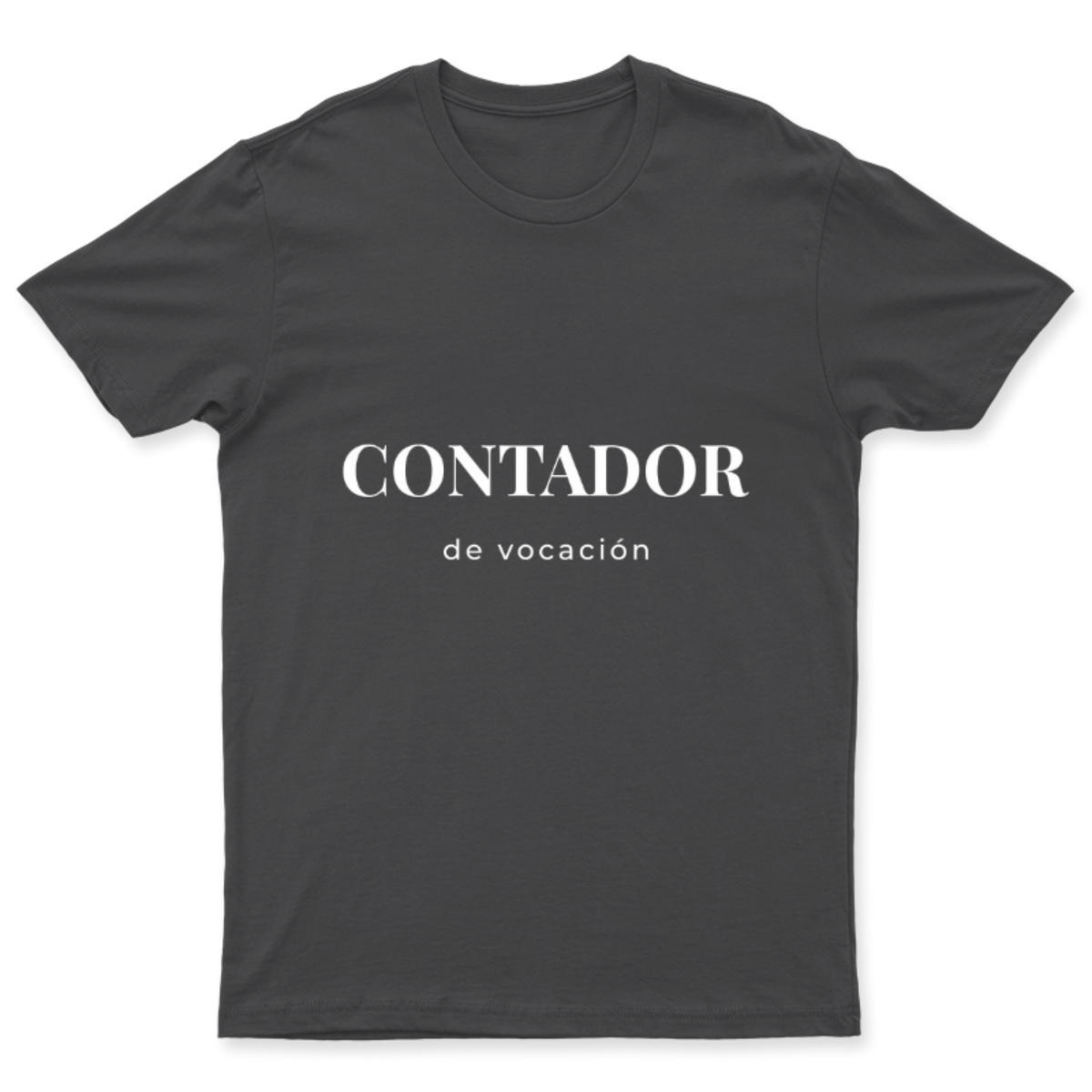 Playera Contador de vocación en color Carbón, estampado DTG al frente
