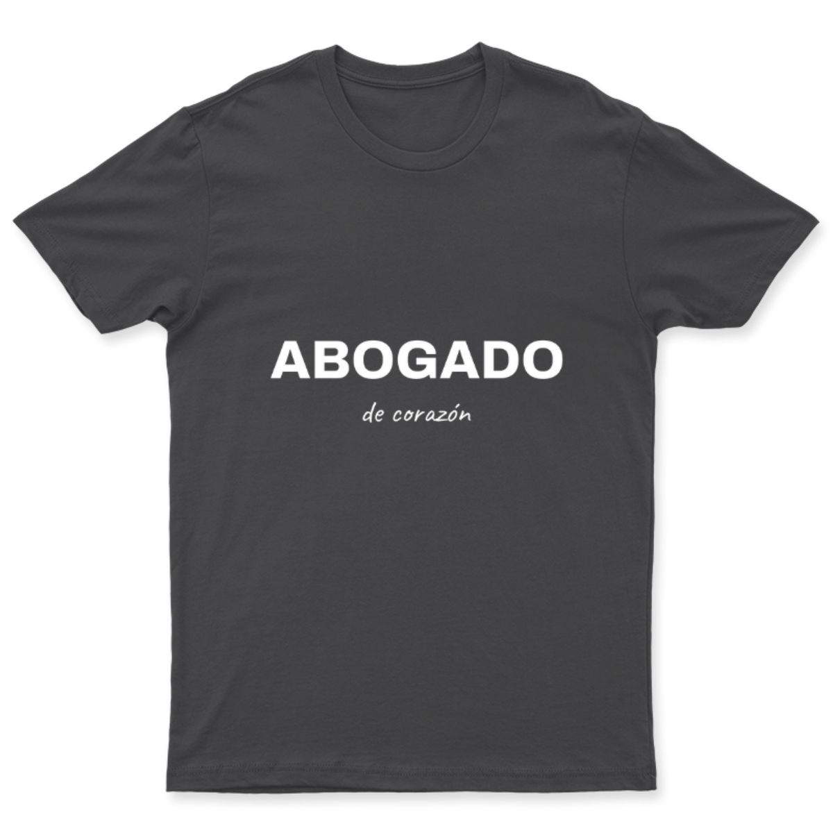 Playera Abogado de corazón en color Carbón, estampado DTG al frente