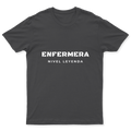 Playera Enfermera Nivel Leyenda en color Carbón, estampado DTG al frente