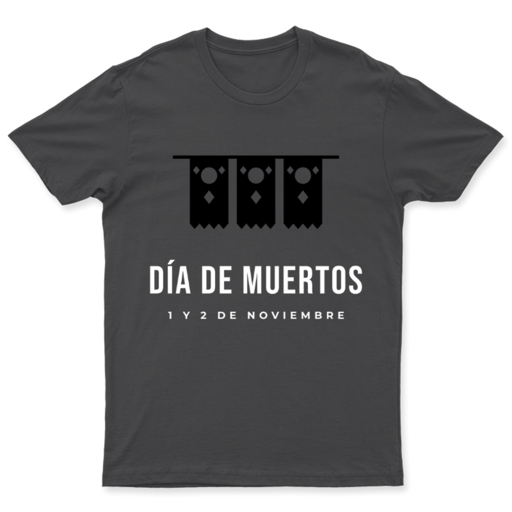 Playera Día de Muertos en color Carbón, estampado DTG al frente