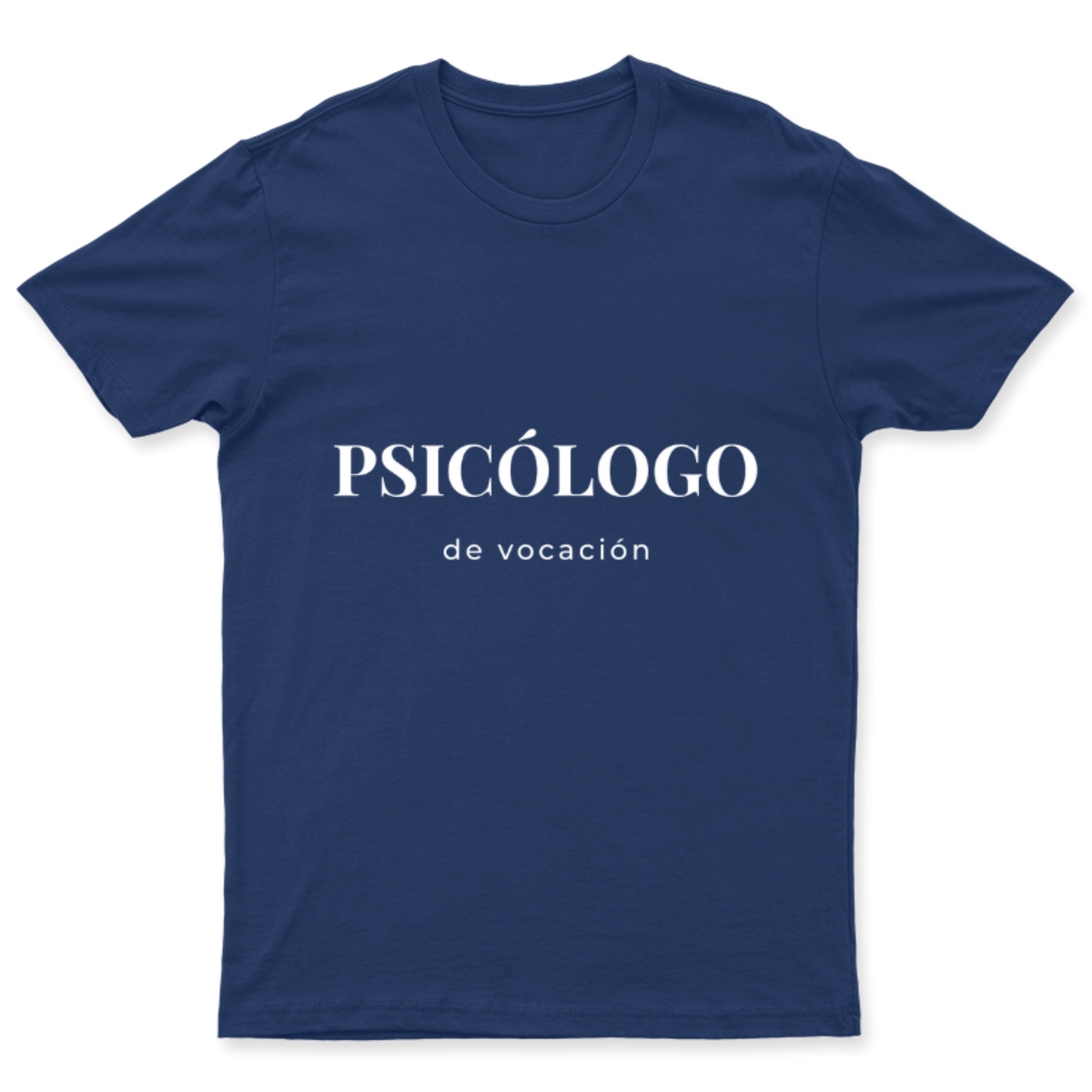 Playera Psicólogo de vocación en color Marino, estampado DTG al frente