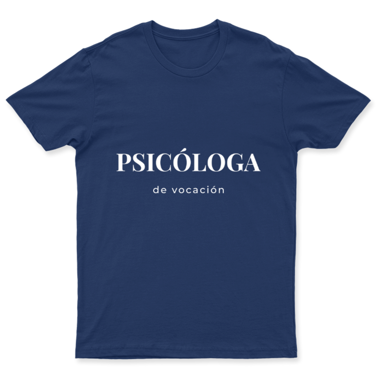 Playera Psicóloga de vocación en color Marino, estampado DTG al frente
