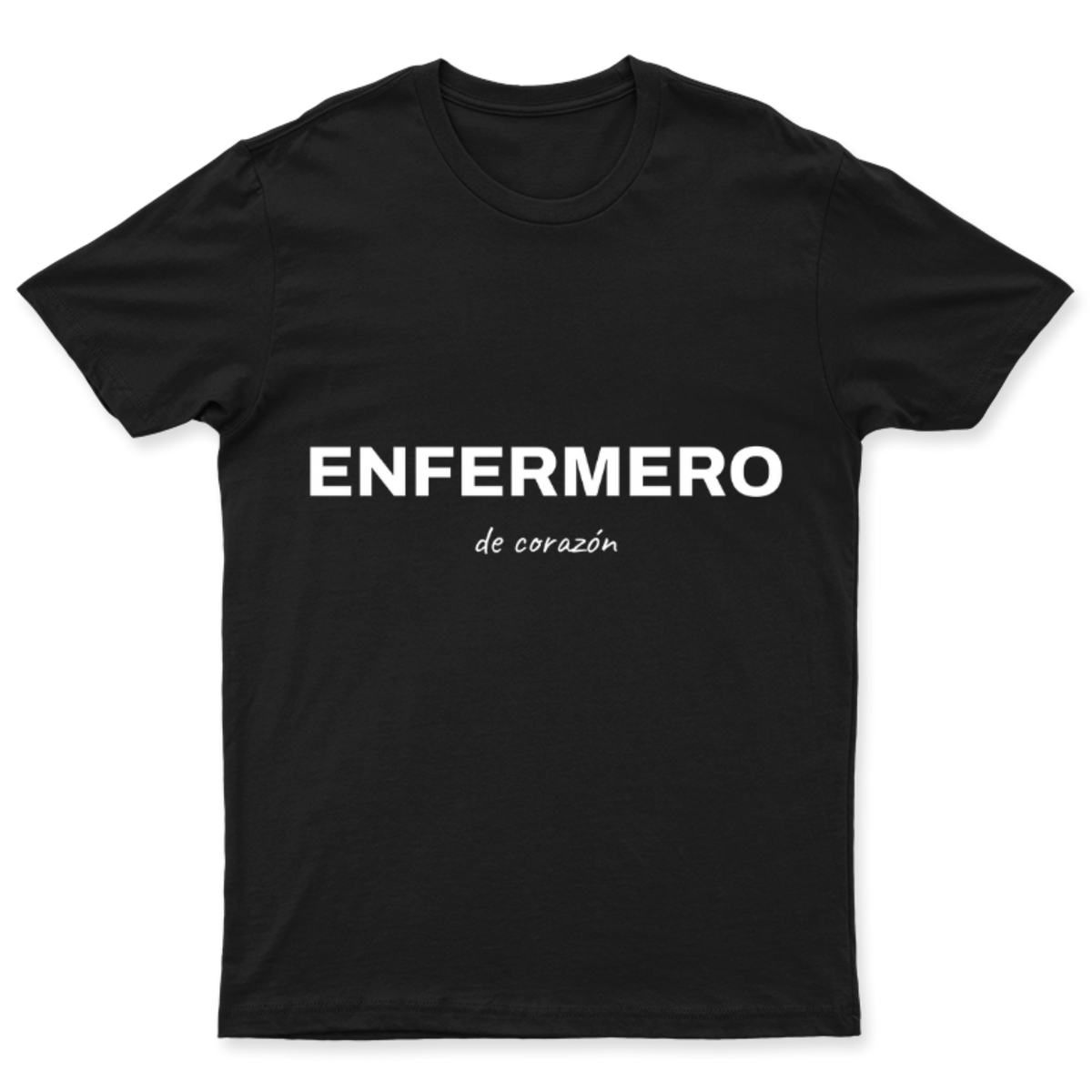 Playera Enfermero de corazón en color Negro, estampado DTG al frente