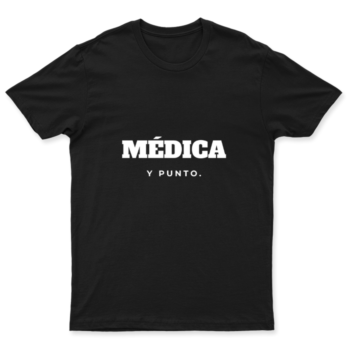 Playera Médica, y punto. en color Negro, estampado DTG al frente