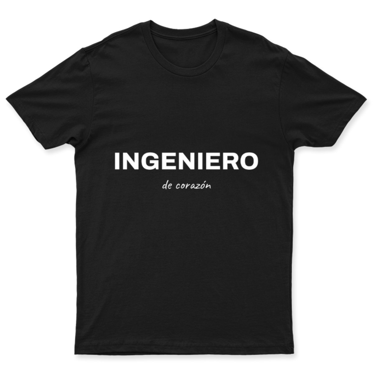 Playera Ingeniero de corazón en color Negro, estampado DTG al frente