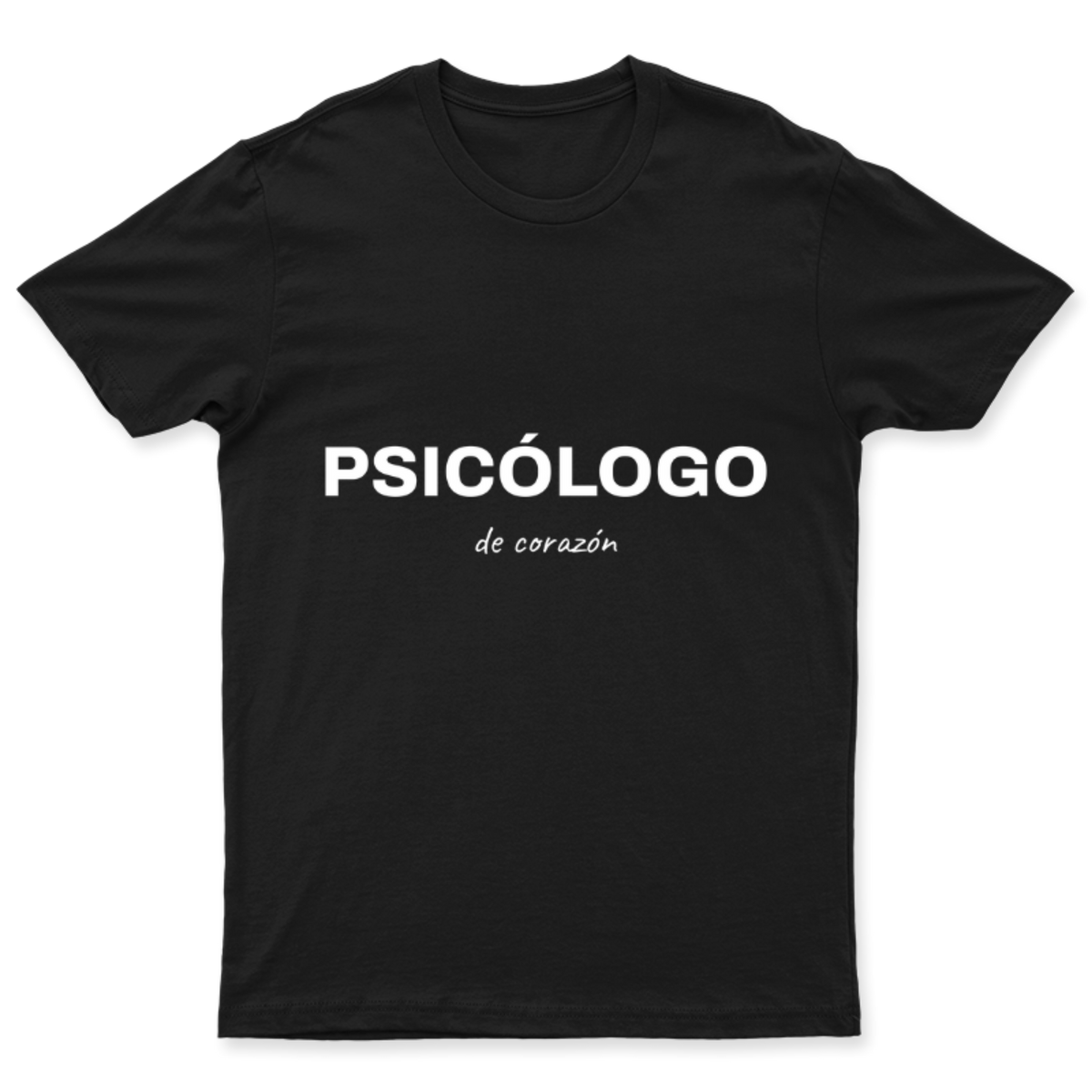 Playera Psicólogo de corazón en color Negro, estampado DTG al frente