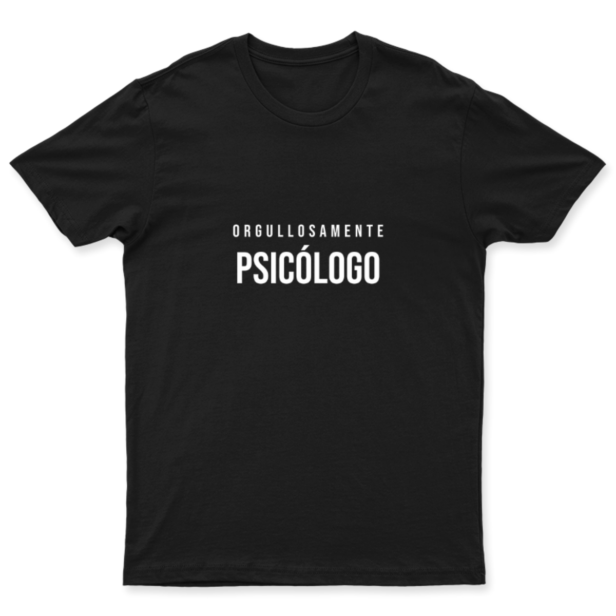 Playera Orgullosamente Psicólogo en color Negro, estampado DTG al frente