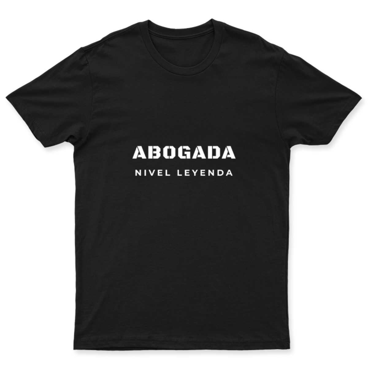 Playera Abogada Nivel Leyenda en color Negro, estampado DTG al frente