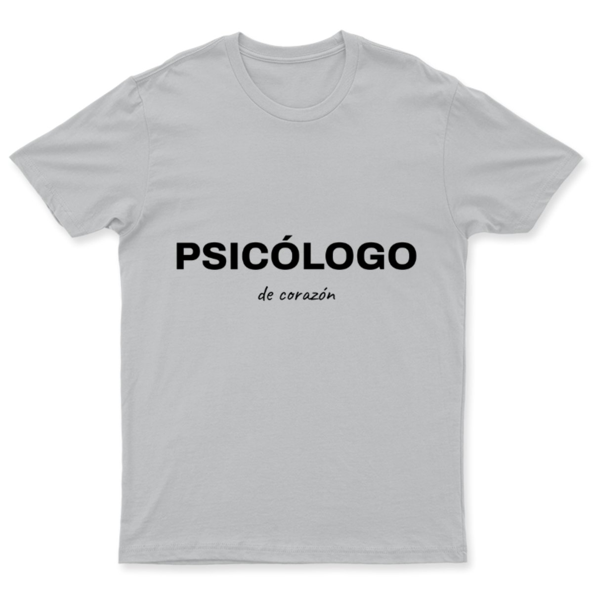 Playera Psicólogo de corazón en color Plata, estampado DTG al frente
