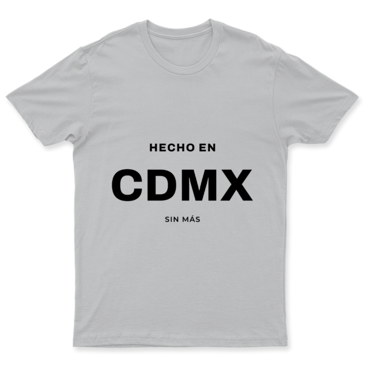 Playera Hecho en CDMX en color Plata, estampado DTG al frente