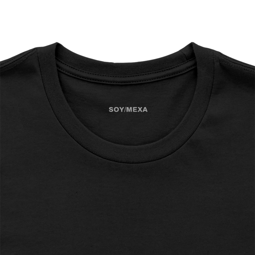 Etiqueta de cuello SoyMexa en playera Maestro con superpoderes, color Negro