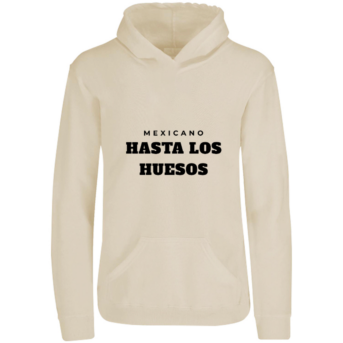 Sudadera con capucha Mexicano hasta los huesos en color Arena, estampado DTG al frente