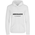 Sudadera con capucha Abogado con superpoderes en color Blanco, estampado DTG al frente