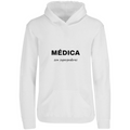 Sudadera con capucha Médica con superpoderes en color Blanco, estampado DTG al frente