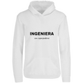 Sudadera con capucha Ingeniera con superpoderes en color Blanco, estampado DTG al frente