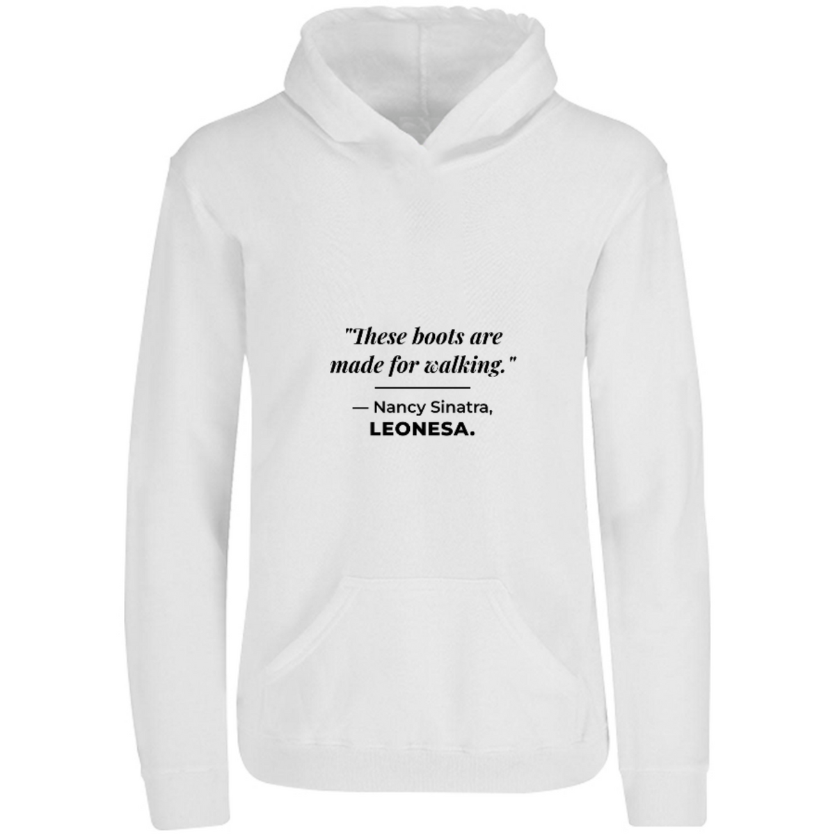 Sudadera con capucha Nancy Sinatra leonesa en color Blanco, estampado DTG al frente