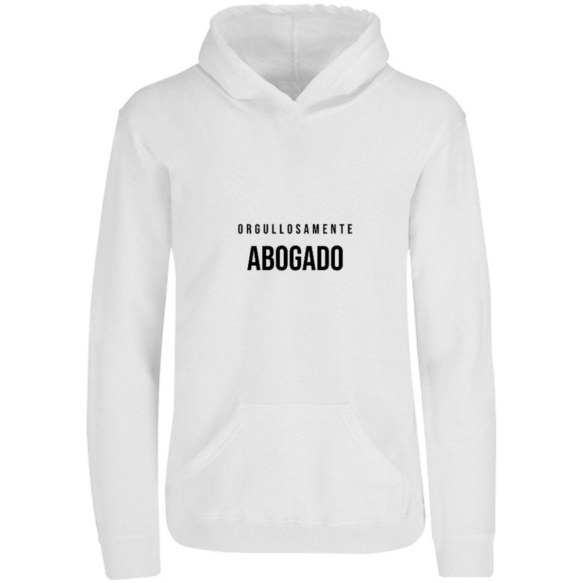 Sudadera con capucha Orgullosamente Abogado en color Blanco, estampado DTG al frente