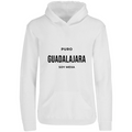 Sudadera con capucha Puro Guadalajara en color Blanco, estampado DTG al frente