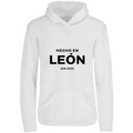 Sudadera con capucha Hecho en León en color Blanco, estampado DTG al frente