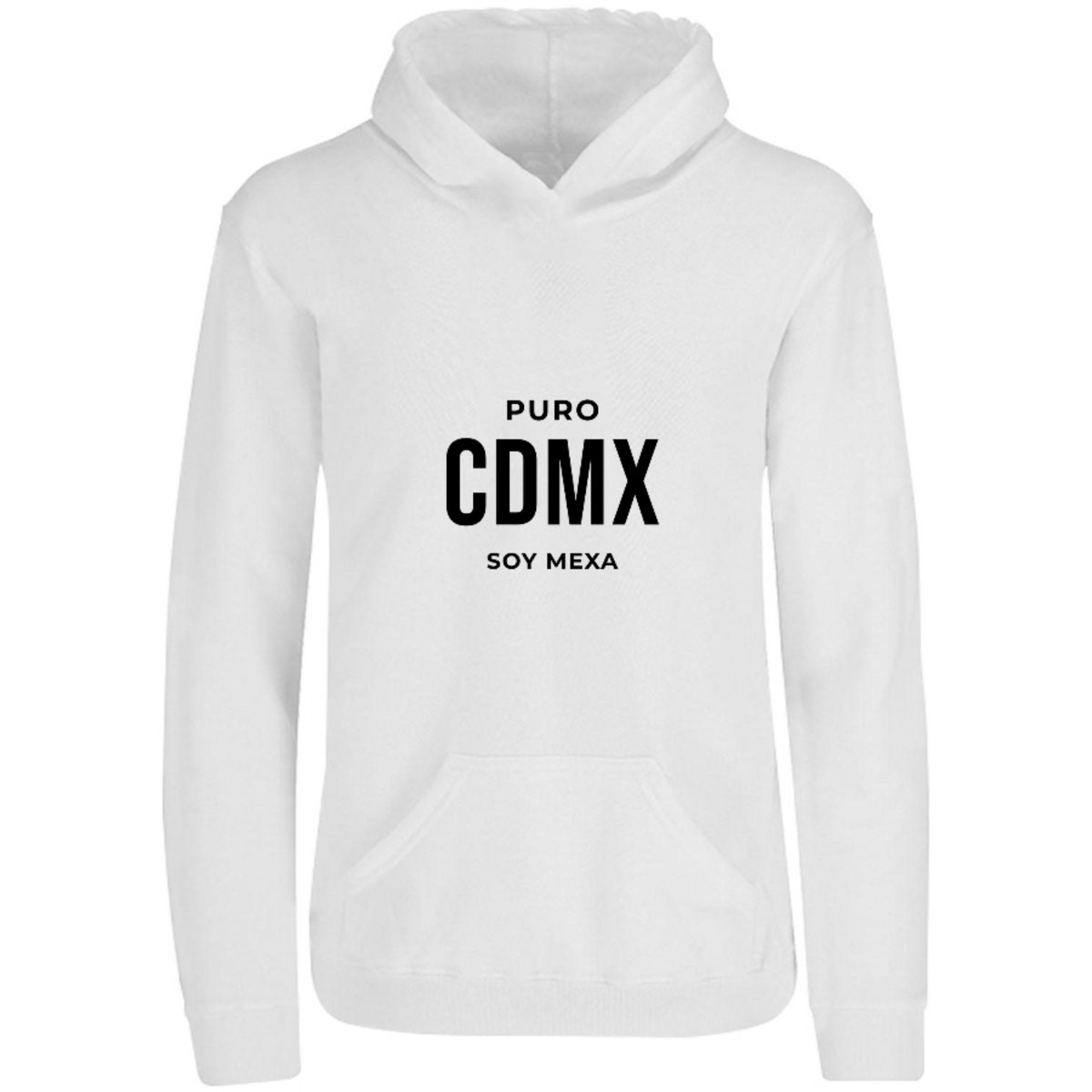 Sudadera con capucha Puro CDMX en color Blanco, estampado DTG al frente