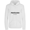 Sudadera con capucha Psicólogo de corazón en color Blanco, estampado DTG al frente