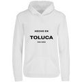 Sudadera con capucha Hecho en Toluca en color Blanco, estampado DTG al frente
