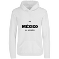 Sudadera con capucha De México al mundo en color Blanco, estampado DTG al frente